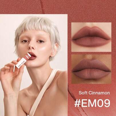 INTO YOU 哑光唇釉，超持久液体唇膏，防水，持久显色，轻盈唇釉质地，唇颊两用，春夏柔和红色唇膏 (EM09)