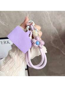 1 cordão de pulso em miniatura com flor, alça curta trançada para pendurar capa de celular ou acessórios - Multicolorido - Ver 7