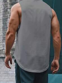 Camiseta deportiva para hombres talla grande, de tela de malla adecuada para correr, gimnasio, actividades al aire libre y uso casual en verano - Gris - Ver 3