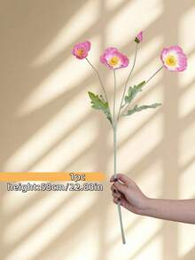 2/6支逼真罂粟花，包含3朵花和1个花苞，简约现代风格，可弯曲成各种形状——适合DIY、家居装饰、花瓶插花、婚礼、派对等场合。高品质植绒材质，触感舒适。四季皆宜。 - 彩色 - 查看 22