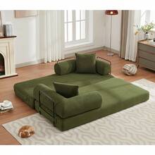 YOGLAD 4-In-1 Convertible Sofa Bed, DIY Combination Modular Sleeper, King Size Foldable Sofa With Corduroy Fabric, No Assembly Required, Space Saver Sofa Cama For Apartment & Bedroom, Room Decor, Home Decor, Living Room Furniture - màu xanh lá - Xem 6