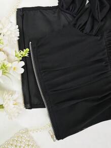 EZNV 1 pieza Camiseta sin tirantes y sin espalda de unicolor y sexy, sujetador versatil sin hombros con espina de pescado