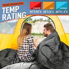 Sleeping Bags XL For Mens Double Sleeping Bag Adult Wide Sleeping Bag For Camping Big And Tall Sleeping Bags Large 2 Person Sleeping Bag King Size Warm Cold Weather - DOUBLE-bLACK - View 3