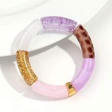 1pc Fashionable Colored Acrylic Curved Tube Elastic Cord Friendship Bracelet, Suitable For Women Everyday Wear, Gift - Elastic Bracelet - View 20