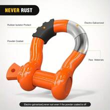 2 pièces Crochet en D - Robuste 28,5 T (57 000 lb) Résistance maximale à la rupture Lourd Anneau en D avec vis pour le sauvetage de véhicules, rouge/noir/vert/orange