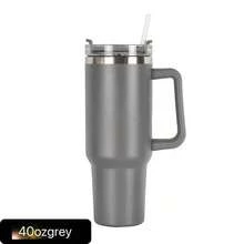 1pc 1200mlCold Drink Cup With Handle And Straw, Stainless Steel Flat Bottom Cup With Handle And Leakproof Design, Outdoor Travel Cup With Carrying Strap And Dustproof Silicone Cap, Reusable Water Bottle With Straw And Lid, Outdoor Camping Insulated Water Bottle, Travel Tumbler - Multicolor - View 12