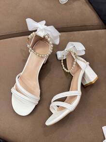 New Thick Heel High Heels For Teenage Girls, Summer Fashion Middle Heel Elegant Versatile Girls Dress Shoes