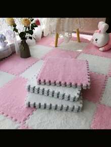 拼布地毯 温馨大气 拼布垫 温暖床边地毯 柔软防摔 易于安装 家居装饰 11.8x11.8 英寸爬行垫 厚毛绒地垫 卧室装饰 房间装饰 美学房间装饰用品 客厅装饰