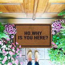 Funny Front Door Mat Ho Why Is You Here Love And Hip Hop Rubber Non Slip Backing Funny Doormat For Outdoor/Indoor Uses, Low-Profile Rug Mats For Entry 24"(W) X 16"(L) - mặc định - Xem 3