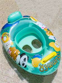 1-Pack Inflatable Swimming Ring Boat Cartoon Design, Inflatable Pool Float, Pool Water Hammock, Adult Multifunctional Water Lounge Chair - Green - View 4