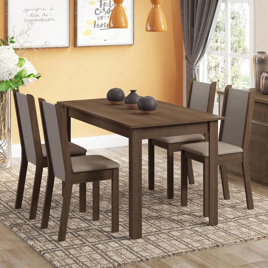 Juego de Comedor Madesa Bea 4 Sillas Color Marrón y Crema