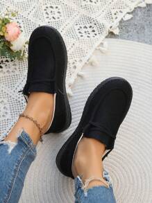 Canvas Sneakers For Women, Breathable Slip-On Casual Shoes For Spring Summer Autumn, Lace-Up Athletic Flat Loafers