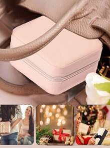 1pc Jewelry Storage Box, Portable Makeup Organizer Box For Necklace, Ring, Lipstick, Brush, Eyeshadow Palette, Cosmetics, Skincare, Nail Polish, Perfume, Stationery And Digital Accessories