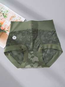 4pcs Women's Underwear - Mature Charm Letter Print - Elegant Mature Charm - Jacquard Knit Fabric High Waist Women's Panties - Multicolor - View 5