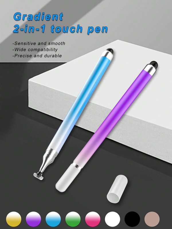 Dual-Tip Macaron Gradient Color Touch Screen Stylus Pen, Round Disc Touch Screen Pen For Phones, Tablets, Writing, Editing, Drawing, Universal Capacitive Stylus