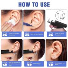 Kit per piercing professionale riutilizzabile con pistola per piercing e 100 pezzi di orecchini a punta in acciaio inossidabile