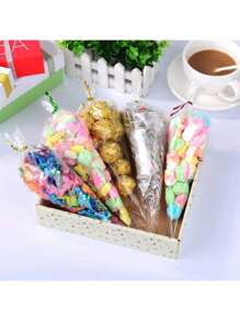 50pcs/100pcs/Pack Diy Wedding Birthday Party Opp Bags, Transparent Triangle Candy Food Bags, Food Bag Food Box Suitable For Candy Chocolate Cookies Etc.Lot Diy Candy Bag, Wedding Favors, Birthday Party Decoration, Ideal For Baking, Candy, Pastry, And Snack Packaging Wedding Party Gift Bags, Christmas, Suitable To Use In Kitchen, Kitchen Storage