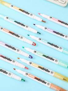 6pcs/Set Soft Tip Fluorescent Highlighter Pens, Waterproof, Quick Dry, For Diary, Scrapbook, School Supplies, DIY Decoration, Planner, Note-Taking, Office, Writing & Correction, Marking & Highlighting, Back To School, Random Color