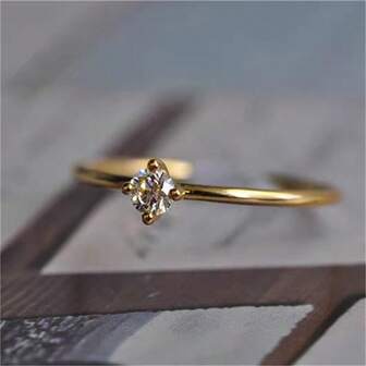 925 纯银几何方形立方氧化锆戒指，女士珠宝礼物，订婚珠宝