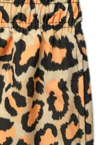Yemwry Pantaloncini larghi da uomo con stampa leopardata e coulisse in vita