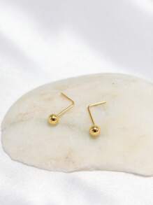 1 pieza Anillo de nariz de plata de ley 925 en forma de L con Top de bola de 3mm, joyería para perforación de la nariz adecuada para mujeres y hombres