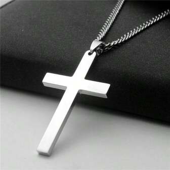 1pc Men's Fashionable Stainless Steel Cross Pendant Necklace - Perfect Gift For Boyfriend Fathers Day Gift School Jewelry Men Y2k Accessories Goth Men Chains Jeans Accessories Gothic Jewellery Back To School Street Halloween Accessories Punk