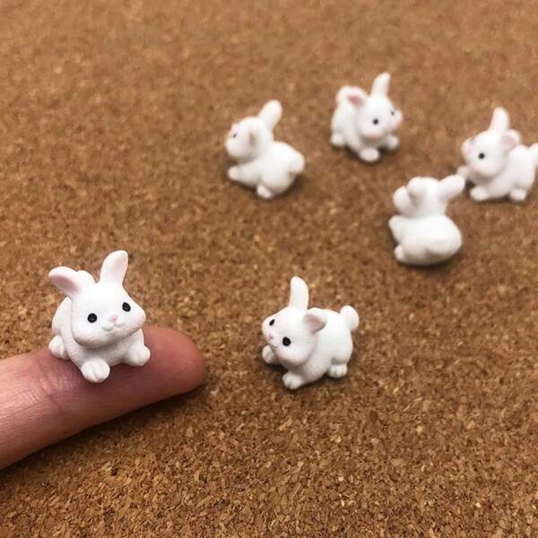 Adorable Mini Resin Rabbit Miniature - Cute Fairy Garden Ornament, Micro Landscape DIY Crafts Decoration Birthday Easter Gifts Graduation