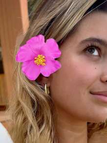 1/4 piezas Pasadores para el cabello con flor hawaiana para mujeres, 4 piezas de pasadores con flores artificiales, pasadores con flores de Plumeria Hibiscus para vacaciones, fiestas en la playa, accesorios para el cabello con flores tropicales para niñas en días festivos, pasadores con forma de oreja de gato