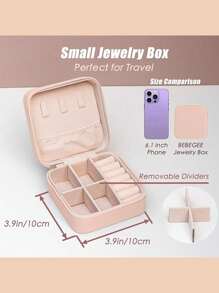1pc Jewelry Storage Box, Portable Makeup Organizer Box For Necklace, Ring, Lipstick, Brush, Eyeshadow Palette, Cosmetics, Skincare, Nail Polish, Perfume, Stationery And Digital Accessories