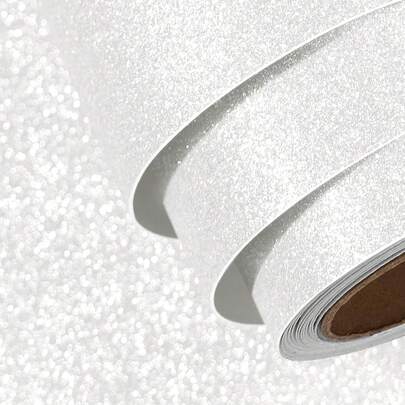 1 卷银白色闪亮自粘防水美观壁纸，可立即撕下，适用于厨房台面、橱柜表面、桌面、家具翻新派对装饰纸、卧室客厅学校墙面、家居装饰墙贴 DIY 易于安装和移除的墙贴和壁纸 17.7 英寸 X 196.8/118.1/39.3 英寸房间装饰墙纸浴室墙面装饰