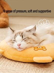 [3PCs] Cute Cartoon Embroidery U-Shaped Pet Pillow For Cats & Dogs Sleeping - Breathable 3D Sandwich Mesh Neck Support Pillow (10.6"X6.7"X2.4"/2.6oz) Calming Dog And Cat Pillow, Soft And Fluffy Dog Bed Pillow, U-Shaped Anxiety Relief Dog Neck Pillow