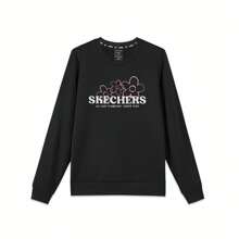 Skechers Felpa girocollo stampata, in maglia confortevole con fodera termica, abbigliamento atletico casual
