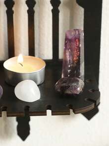 1 件哥特式木质水晶展示架 - 黑色水晶悬浮壁架，怪诞哥特式大教堂拱门祭坛装饰，万圣节巫术房间美学精神装饰，卧室、浴室、客厅、家居装饰、房间装饰、生日毕业墙面装饰礼物