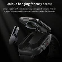 Orologio intelligente 2 in 1 con auricolari integrati, display ad alta definizione, tracker fitness multifunzione, chiamate senza fili e controllo musica, batteria ricaricabile, cinturino in silicone, cassa in lega di zinco, include 2 auricolari comodi, compatibile con telefoni Android