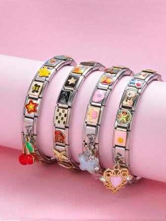 1 件 2025 顶级时尚几何球、手掌、眼睛、汽车、字母 DIY 意大利模块滴油吊饰手链珠宝制作配件，适合节日礼物、派对和日常服装装饰