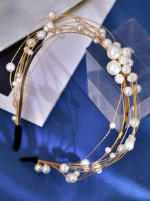1 Stück süß und lieblich filigrane Perlen Haarband, elegante Perlen Verzierung in Schleifenform, Fee Haarschmuck für Feiertage, Geburtstage, Sommerstrand Urlaub, Prinzessin Stil Haarteil, Sommer Urlaub, Strand Accessoires, goldene Haarschmucke, Haarschmuck, Haarband, Haarreifen