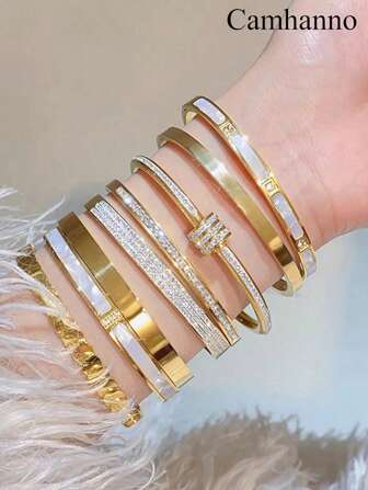 Camhanno 1 件华丽优雅中性不锈钢手链精致各种手链适合女士的生日礼物