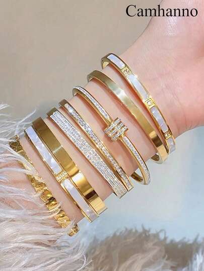 Camhanno 1 件华丽优雅中性不锈钢手链精致各种手链适合女士的生日礼物