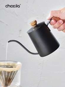 choxila 1 件 350ml（12oz）/600ml（20oz）迷你手冲咖啡壶，不锈钢咖啡壶 回到学校 - 黑色 - 查看 2