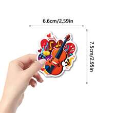 55 Peças De Adesivos De Guitarra De Desenho Animado, Sinônimos De Selvageria E Liberdade, Inflamam O Espírito Rock Da Guitarra. Com Apenas Um Conjunto Destes Adesivos, Sua Guitarra Pode Se Tornar Instantaneamente O Foco Da Moda. Eles Podem Ser Usados Para Decorar Celulares, Instrumentos Musicais E Também Podem Servir Como Adesivos Para Festivais De Música. É Uma Bênção Para Entusiastas Da Guitarra. - Multicolorido - Ver 2