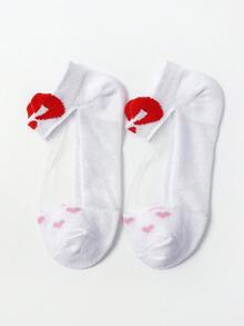 5 Pairs Cartoon Animal Expression Pattern Series Cute Rabbit Heart Print Mesh Kids Ankle Socks - Multicolor - View 6