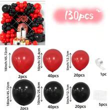 130 Peças Kit de Guirlanda de Balões de Látex Vermelho e Preto para Decoração de Casamento, Aniversário, Aniversário, Festa Interna, Formatura, Decoração de Temporada