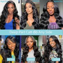Uveous 250% Density 42Inch Body Wave Lace Front Wigs Human Hair Pre Plucked 13x6 HD Transparent Lace Frontal Wigs Human Hair 250% Density 22 Inch Frontal Wigs Human Hair With Baby Hair For Women - Natural Black - View 6
