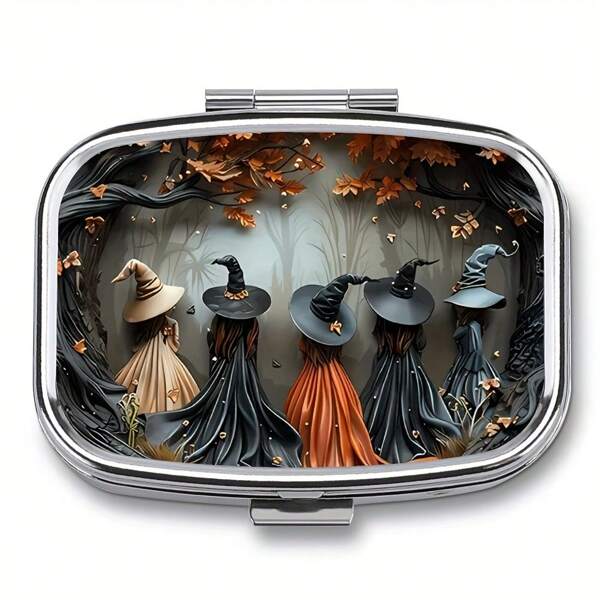 1PC Witch's House 2-Grid Medicine Box - Portable Decorative Metal Medicine Storage Box, Suitable For Travel, Wallet Or Pocket - Unique And Creative Small Gifts
