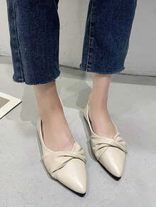 Zapatos de mujer, zapatos planos de mujer con adorno de lazo - Beis - Ver 7