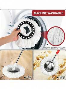 1/3/5/6/8pcs Replacement Mop Heads, With Ultra-Fine Fiber & Washable Characteristics, Compatible With Round Tornado Rotating Mop, Standard Round Cleaning Replacement Parts, Makes Floor Mirror-Like Smooth, Removes Oil & Dust, Household Essential - White - View 8
