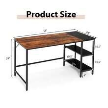 Lifezeal 55'' Computer Desk Writing Workstation Study Table Home Office With Bookshelf Black/Rustic - 鏽棕色 - 查看 8