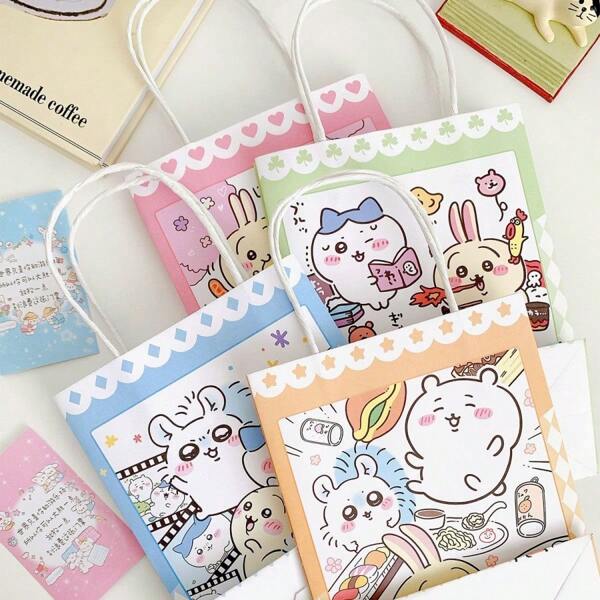 1 set da 10 pezzi di buste regalo in carta da regalo giapponesi anime carini, busta in carta pregiata stampata con motivi di Hachiware, Usagi, Momon, adatta per contenere piccoli regali per amici e per la conservazione