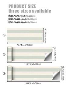 1 件绿色、蓝色、卡其色竖条纹壁纸，粘性剥离粘贴，可 DIY 移除且防水，适用于育儿室、卧室、游戏室装饰、墙面覆盖、家具升级，15.75X78.74/118.11/196.85 英寸 - 彩色 - 查看 4