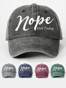 1pc Printed "NOPE" Adjustable Washed Baseball Cap, Adult Size, Casual Sun Protection Hat Suitable For Spring Autumn Travel, Versatile Youth Y2K Style Sun Hat - Baseball Cap - View 11